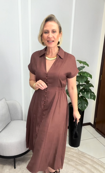 Vestido em Linho Marrom